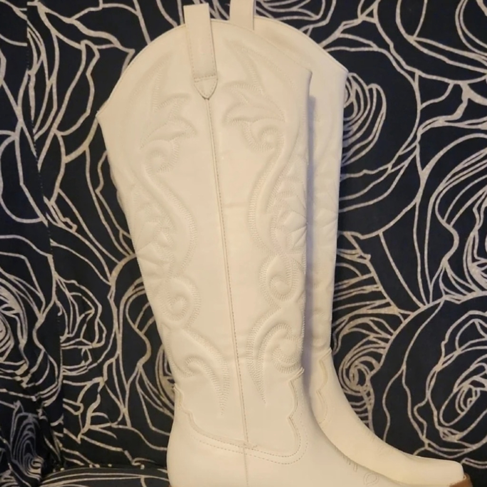 Wild Fable Womens Kenzi Western Boots with Memory Foam Insole Ivory Off White - Picture 3 of 12